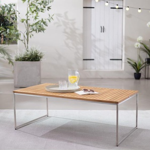 Couchtisch Tischplatte: Massivholz Teak, naturbelassen Tischgestell: Edelstahl, gebürstet 120 x 42 x 70cm Braun