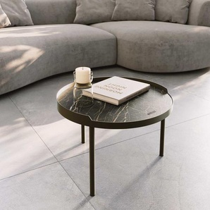 Couchtisch Torell 50x50 cm  Keramik Laminam®Noir Desir Braun Metallrahmen Effektfinish Titan, Couchtische