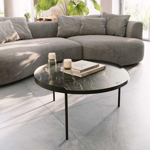 Couchtisch Torell 80x80 cm Keramik Laminam®Noir Desir Braun Metallrahmen Effektfinish Titan, Couchtische