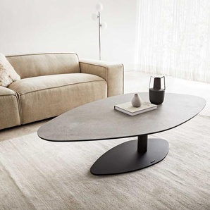 Couchtisch Vibana 140x80 cm Keramik Aspetto Concreto Betonfarbig Gestell Metall Schwarz, Couchtische
