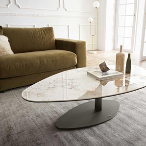Couchtisch Vibana 140x80 cm Keramik Minas Melange Weiß-Beige Gestell Effektfinish Titan, Couchtische