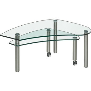 Couchtisch VIERHAUS Tische Gr. Tischgröße cm, farblos (glas) Couchtisch Runde Couchtische Glas-Couchtisch eckig mit ausdrehbarer Platte, rollbar
