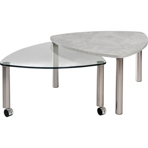 Couchtisch VIERHAUS Tische Gr. Tischgröße cm, grau (beton) Couchtisch Runde Couchtische Glas-Couchtisch rund oval