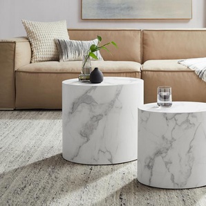 Couchtisch Warners 2er-Set 48 x 33cm Weiß/Weiß