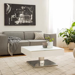 Couchtisch Zenda 75 x 38 x 75cm Weiß/Silber