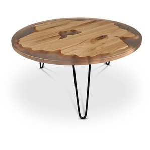 Couchtisch Zeus 80x80 Eiche Epoxid Rosé Stahlfüße