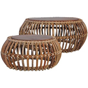 Couchtische 2 Stk. Natur Rattan