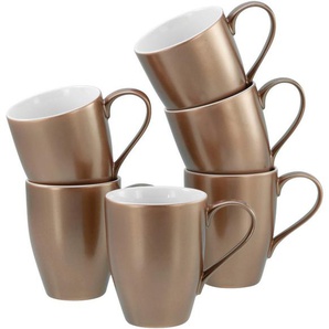 CreaTable Becher Golden Days Weiß, Becherset, 6-tlg., Steinzeug, Goldfarbene Spezialglasur