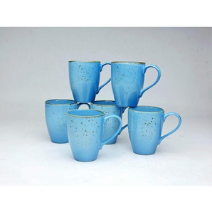 Creatable Kaffeebecherset, Blau, Keramik, 6-teilig, 300 ml, Kaffee & Tee, Tassen, Kaffeetassen-Sets