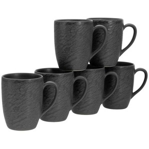 Creatable Kaffeebecherset Rondo Schiefer, Schwarz, Keramik, 6-teilig, 300 ml, Kaffee & Tee, Tassen, Kaffeetassen-Sets