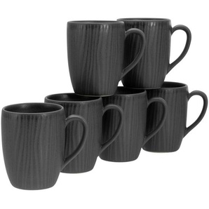 Creatable Kaffeebecherset Vesuvio Black, Schwarz, Keramik, 6-teilig, 300 ml, Kaffee & Tee, Tassen, Kaffeetassen-Sets
