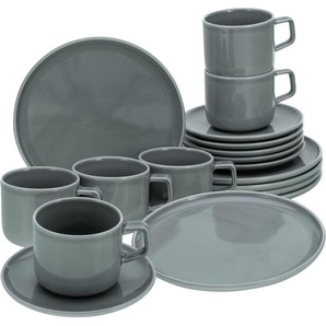Creatable Kaffeeservice, Grau, Keramik, 18-teilig, 250 ml,250 ml, Essen & Trinken, Geschirr, Geschirr-Sets, Kaffeeservice