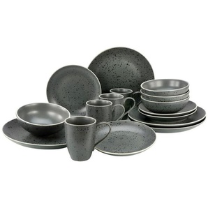 Creatable Kombiservice, Anthrazit, Keramik, 16-teilig, 330 ml,400 ml, 33x32 cm, Essen & Trinken, Geschirr, Geschirr-Sets, Kombiservice