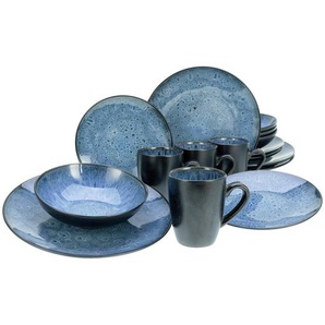 Creatable Kombiservice Capri, Blau, Dunkelblau, Keramik, 16-teilig, 300 ml,300 ml, 26x31 cm, Essen & Trinken, Geschirr, Geschirr-Sets, Kombiservice