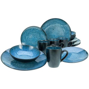 Creatable Kombiservice Capri, Blau, Dunkelblau, Keramik, 16-teilig, 300 ml,300 ml, 26x31x40 cm, Essen & Trinken, Geschirr, Geschirr-Sets, Kombiservice