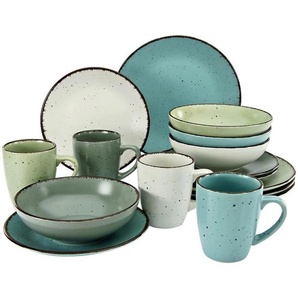 Creatable Kombiservice Fashion, Mehrfarbig, Keramik, 16-teilig, 300 ml, handbemalt, Essen & Trinken, Geschirr, Geschirr-Sets, Kombiservice