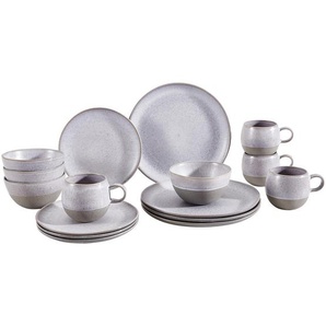 Creatable Kombiservice Loft Stone, Grau, Keramik, 16-teilig, 500 ml, 32x33 cm, Essen & Trinken, Geschirr, Geschirr-Sets, Kombiservice