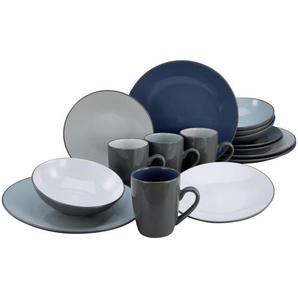 Creatable Kombiservice Meeresbrise, Mehrfarbig, Keramik, 16-teilig, 300 ml,400 ml, 30.5x32.5 cm, Essen & Trinken, Geschirr, Geschirr-Sets, Kombiservice