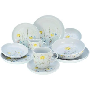 Creatable Kombiservice Allround Wiesenblumen , Mehrfarbig , Keramik , 10-teilig , Blume , 400 ml , Essen & Trinken, Geschirr, Geschirr-Sets, Kombiservice
