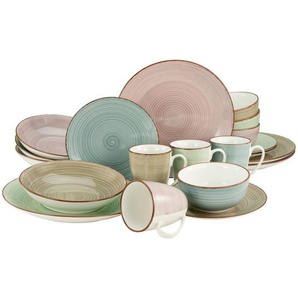 Creatable Kombiservice Samba, Mehrfarbig, Keramik, 20-teilig, 300 ml,400 ml, 34x32x44.5 cm, Essen & Trinken, Geschirr, Geschirr-Sets, Kombiservice