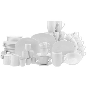 Creatable Kombiservice Square, Weiß, Keramik, 62-teilig, 200 ml,200 ml,200 ml,80 ml,300 ml,300 ml, lebensmittelecht, stapelbar, Essen & Trinken,