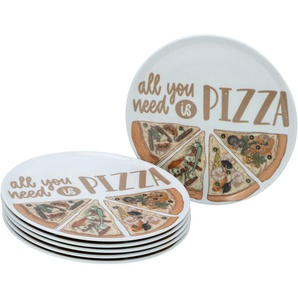 CreaTable Pizzateller Europa All You Need, Pizzateller 33 cm 6-tlg, (6 St), Pizzamotiv, Europäische Qualität