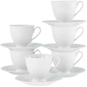 CreaTable Tasse Valencia Weiß, Kaffeeset, 12-tlg., Porzellan, Elegant, Boho Chic
