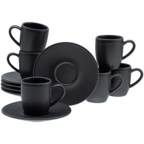 Creatable Espressotasse Soft Touch Black, Schwarz, Keramik, 12-teilig, 0,96 ml,240 ml, 14x23x18 cm, Kaffee & Tee, Tassen, Kaffeetassen-Sets
