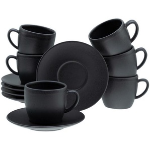 Creatable Cappuccinotasse Soft Touch Black, Schwarz, Keramik, 12-teilig, 240 ml, 23.5x22.5x32.5 cm, Kaffee & Tee, Tassen, Kaffeetassen-Sets