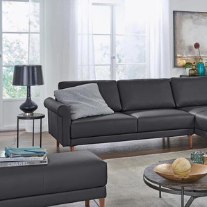 Creation BY ROLF BENZ Ecksofa »CR.450, Designecksofa, L-Form«, Armlehne Schnecke modern Landhaus, Breite 262 cm, Fuß Nussbaum