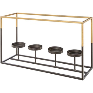 Adventsleuchter CREATIV DECO Weihnachtsdeko Kerzenhalter Gr. B/H/T: 50,00 cm x 35,00 cm x 20,00 cm, goldfarben (goldfarben, schwarz) Windlichter Laternen mit Glas, für Stumpenkerzen, Höhe ca. 35 cm