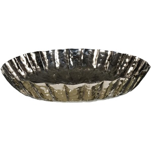 Dekoschale CREATIV DECO Weihnachtsdeko Dekoschalen Gr. Ø 65 cm, silberfarben Dekoschalen Dekotabletts mit Struktur-Rand