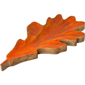 Dekoteller CREATIV DECO Weihnachtsdeko Dekoschalen Gr. B/H/T: 35,00 cm x 2,50 cm x 18,00 cm, braun Dekoschalen Dekotabletts im Buchen-Blatt-Design