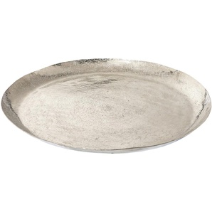 Dekoteller CREATIV DECO Weihnachtsdeko Dekoschalen Gr. Ø 39,00 cm, silberfarben Dekoschalen Dekotabletts schimmernde Oberfläche