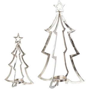 Kerzenhalter CREATIV DECO Weihnachtsdeko Gr. H: 74 cm, silberfarben Windlichter Laternen