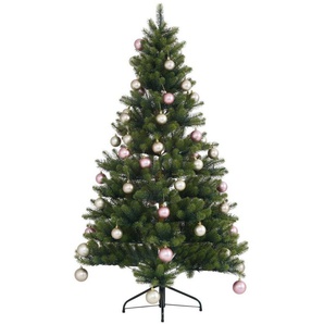 Creativ deco Künstlicher Weihnachtsbaum Fertig geschmückt, mit 60 Kugeln und LED Beleuchtung
