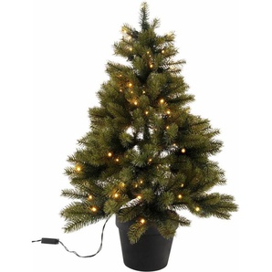 Creativ deco Künstlicher Weihnachtsbaum Weihnachtsdeko, künstlicher Christbaum, Tannenbaum, mit schwarzem Kunststoff-Topf und LED-Lichterkette, batteriebetrieben