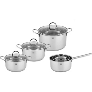 CS Koch-Systeme Topf-Set Trier, Edelstahl (Set, 7-tlg., je 1 Fleischtopf Ø 16/20/24 cm, 1x Stieltopf Ø 16 cm), Induktion