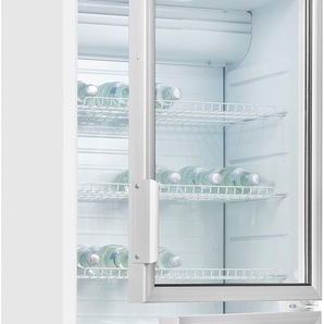 D (A bis G) EXQUISIT Getränkekühlschrank GKS350-2-GT-280D weiss Kühlschränke 320 L Volumen, Getränkekühlschrank mit Glastür, LED Gr. Rechtsanschlag, silberfarben (weiß) Getränkekühlschränke