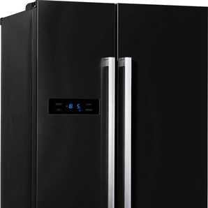 D (A bis G) HANSEATIC Side-by-Side HSBS17990DI Kühlschränke NoFrost, Schnellkühlfunktion, Urlaubsschaltung, 4 Jahre Garantie schwarz Kühl-Gefrierkombinationen Bestseller