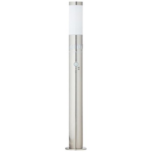 D (A bis G) Pollerleuchte BRILLIANT LEUCHTEN Leigh Lampen Gr. 1 flammig, Ø 12 cm Höhe: 80 cm, silberfarben (edelstahlfarben) Pollerleuchten H 80 cm, Ø 12 Bewegungsmelder, E27, Metall, edelstahl