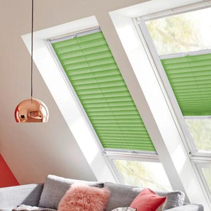 Dachfensterplissee SUNLINES Classic Style Crepe Plissees Gr. 100 cm, zweiseitig verschiebbar, 61 cm, grün (lindgrün, weiß) Dachfensterplissees