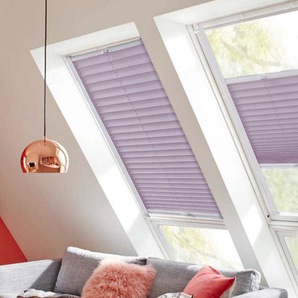 Dachfensterplissee SUNLINES Classic Style Crepe Plissees Gr. 100 cm, zweiseitig verschiebbar, 61 cm, lila (flieder, weiß) Dachfensterplissees