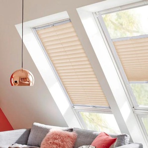 Dachfensterplissee SUNLINES Classic Style Crepe Plissees Gr. 100 cm, zweiseitig verschiebbar, 78 cm, beige (creme, weiß) Dachfensterplissees mit Führungsschienen