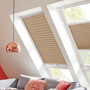 Dachfensterplissee SUNLINES Classic Style Crepe Plissees Gr. 100 cm, zweiseitig verschiebbar, 78 cm, beige (sand, weiß) Dachfensterplissees