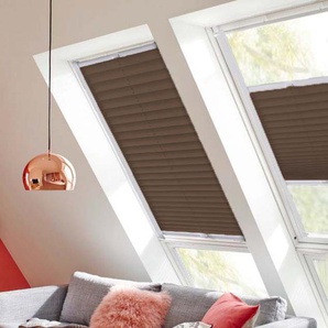 Dachfensterplissee SUNLINES Classic Style Crepe Plissees Gr. 100 cm, zweiseitig verschiebbar, 78 cm, braun (braun, weiß) Dachfensterplissees mit Führungsschienen