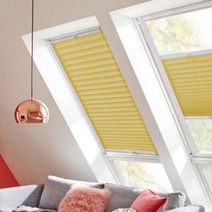 Dachfensterplissee SUNLINES Classic Style Crepe Plissees Gr. 100 cm, zweiseitig verschiebbar, 78 cm, gelb (gelb, weiß) Dachfensterplissees mit Führungsschienen