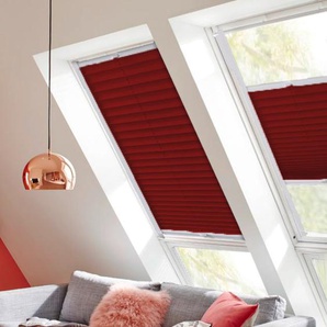 Dachfensterplissee SUNLINES Classic Style Crepe Plissees Gr. 100 cm, zweiseitig verschiebbar, 78 cm, rot (rot, weiß) Dachfensterplissees mit Führungsschienen