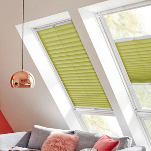 Dachfensterplissee SUNLINES Classic Style Crepe Plissees Gr. 100 cm, zweiseitig verschiebbar, 97 cm, grün (limette, weiß) Dachfensterplissees mit Führungsschienen