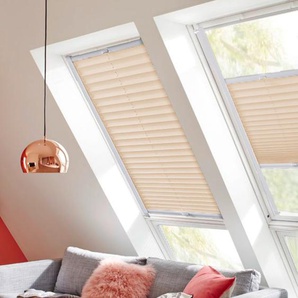 Dachfensterplissee SUNLINES Classic Style Crepe Plissees Gr. 116 cm, zweiseitig verschiebbar, 49 cm, beige (creme, weiß) Dachfensterplissees